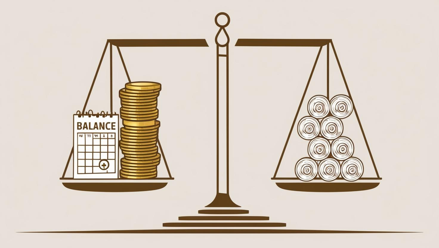 Scale balance graphic: on one side stacks of coins plus a calendar with fewer change icons (Biolab Wrap), on the other a bundle of gauze rolls and many change icons; clean, symbolic, with gold and neutral tones.