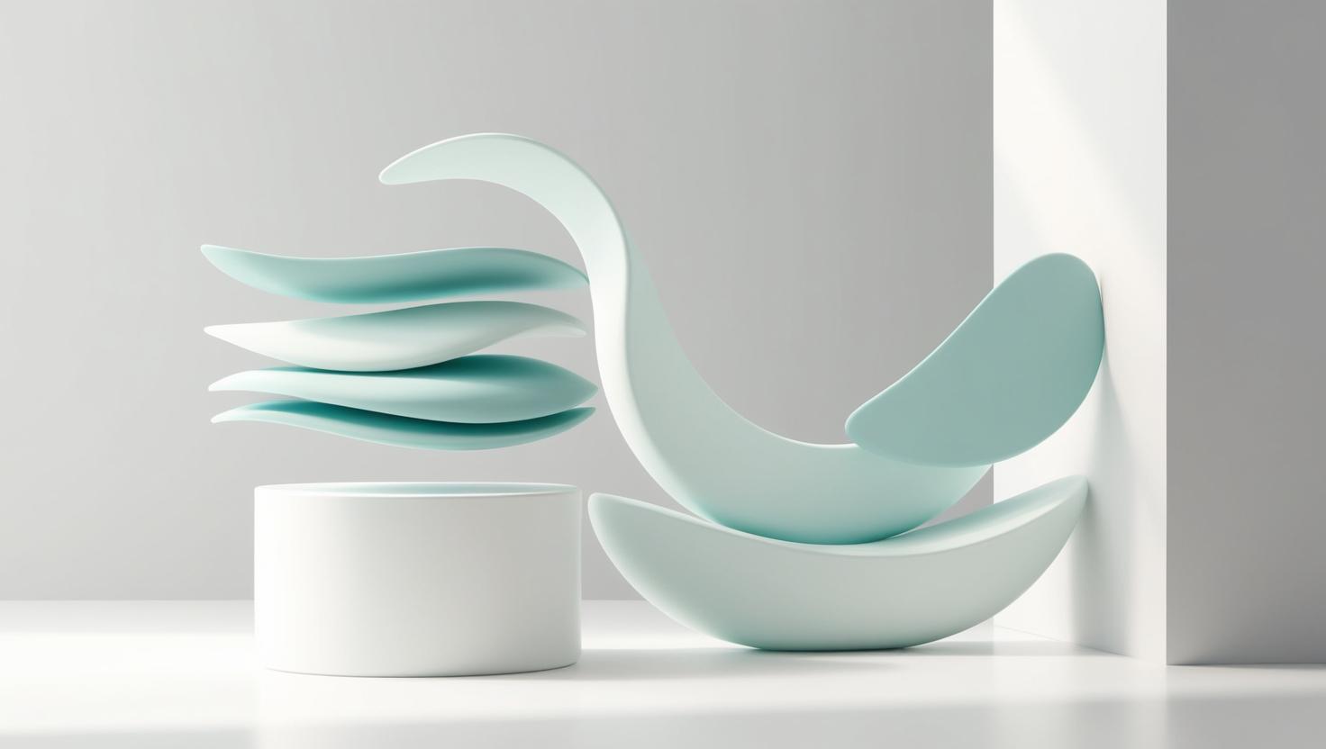 A minimalist and clean photography style image depicting a stylized graphic of skin layers gently healing in a clean, soothing environment. Abstract shapes, suggestive of moisture and regeneration, are rendered in soft, calming pastel tones. The modern design features a simple composition with ample negative space, emphasizing form and light. The image is uncluttered, focusing on soft, diffused lighting and smooth, flowing lines. No detailed text or diagrams are included.